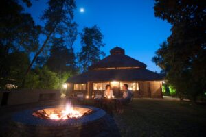 Nepal tiger safari. Photo of Karnali lodge at night